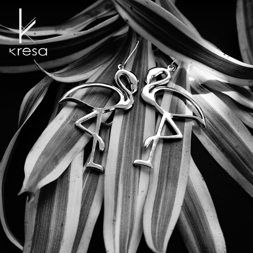 Bonhabi Crane Earrings - Silver