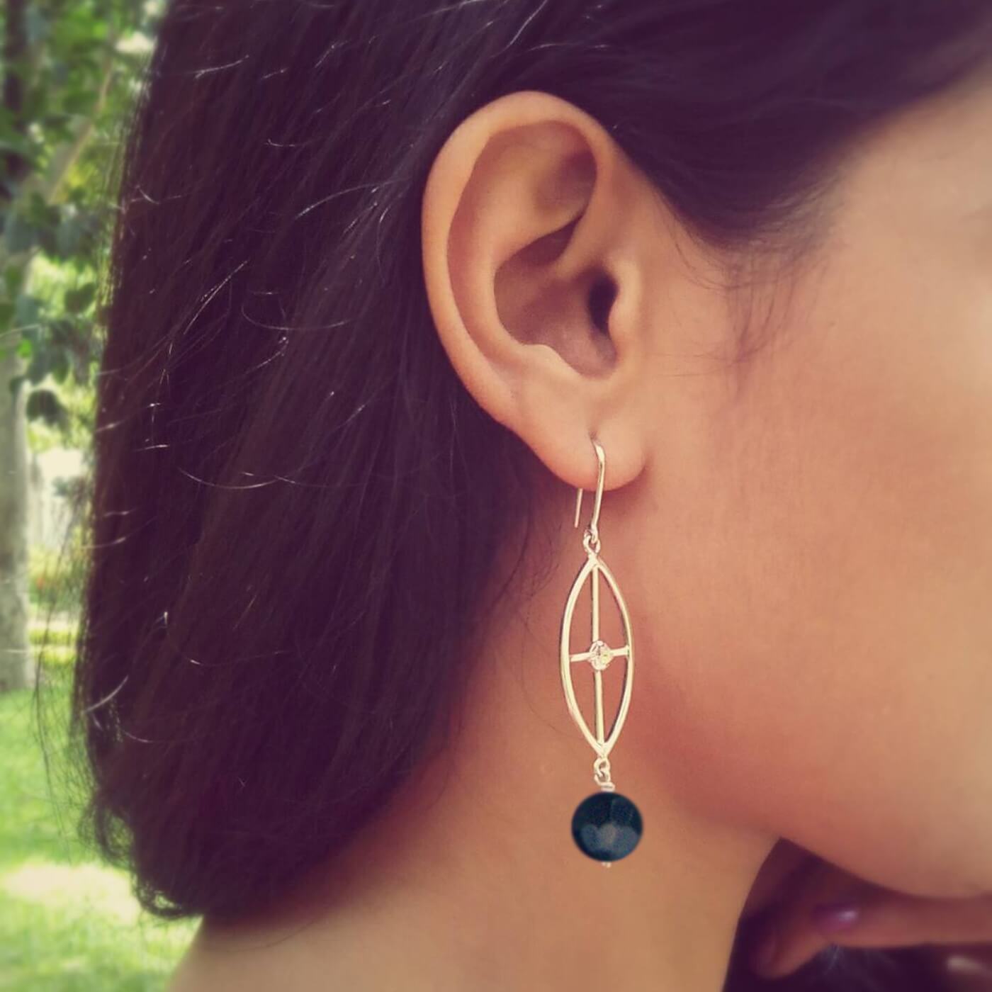 Essence Silver Earrings - Navy