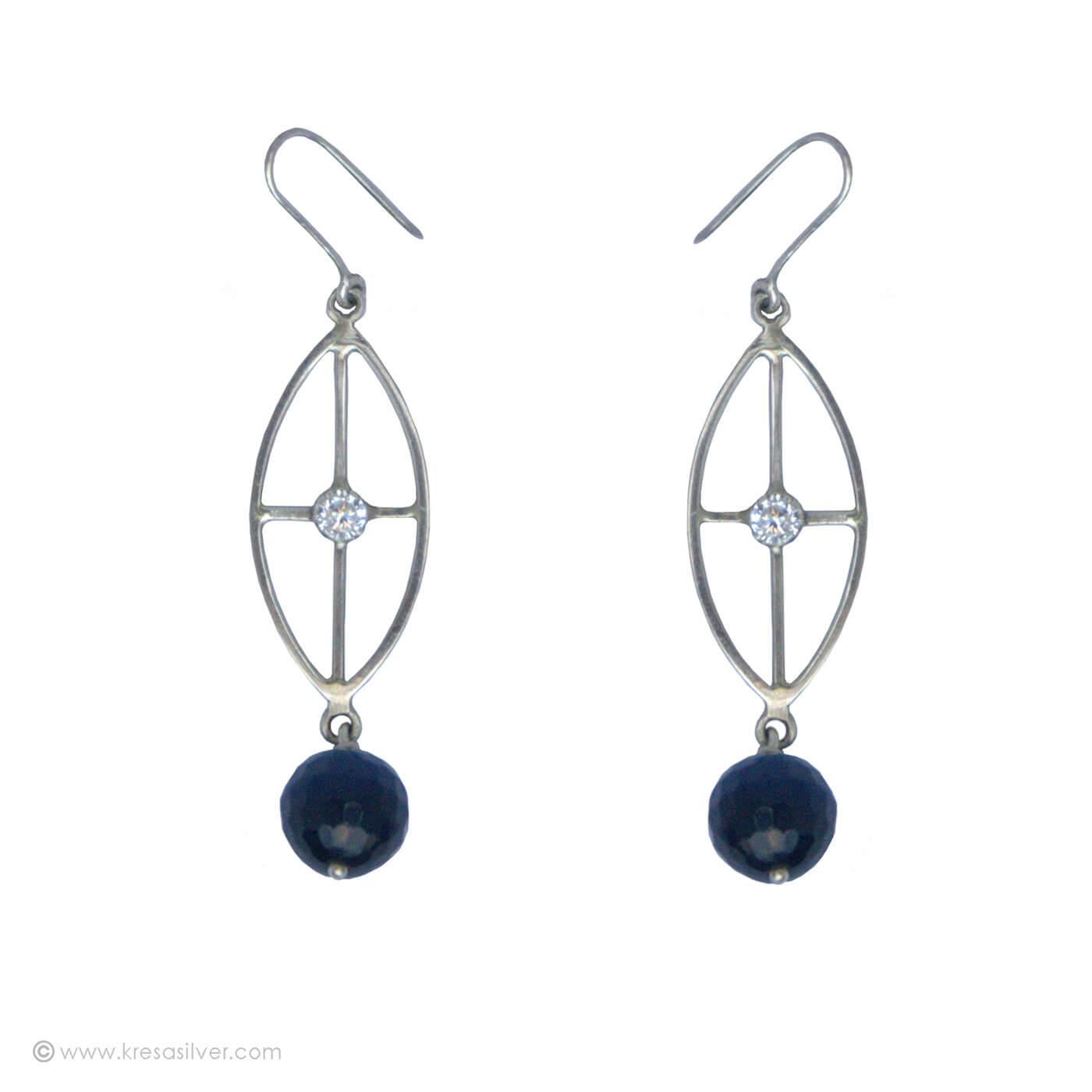 Essence Silver Earrings - Navy
