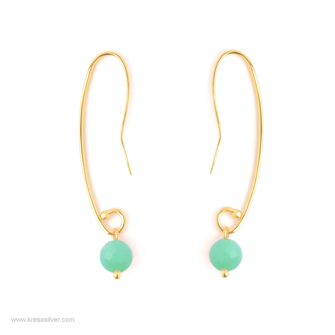 Elements Loop Earrings Gold Plated - Crysoprase