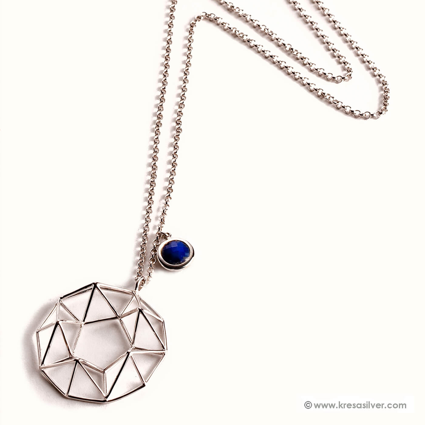 Cluster Silver Disc Long Necklace 