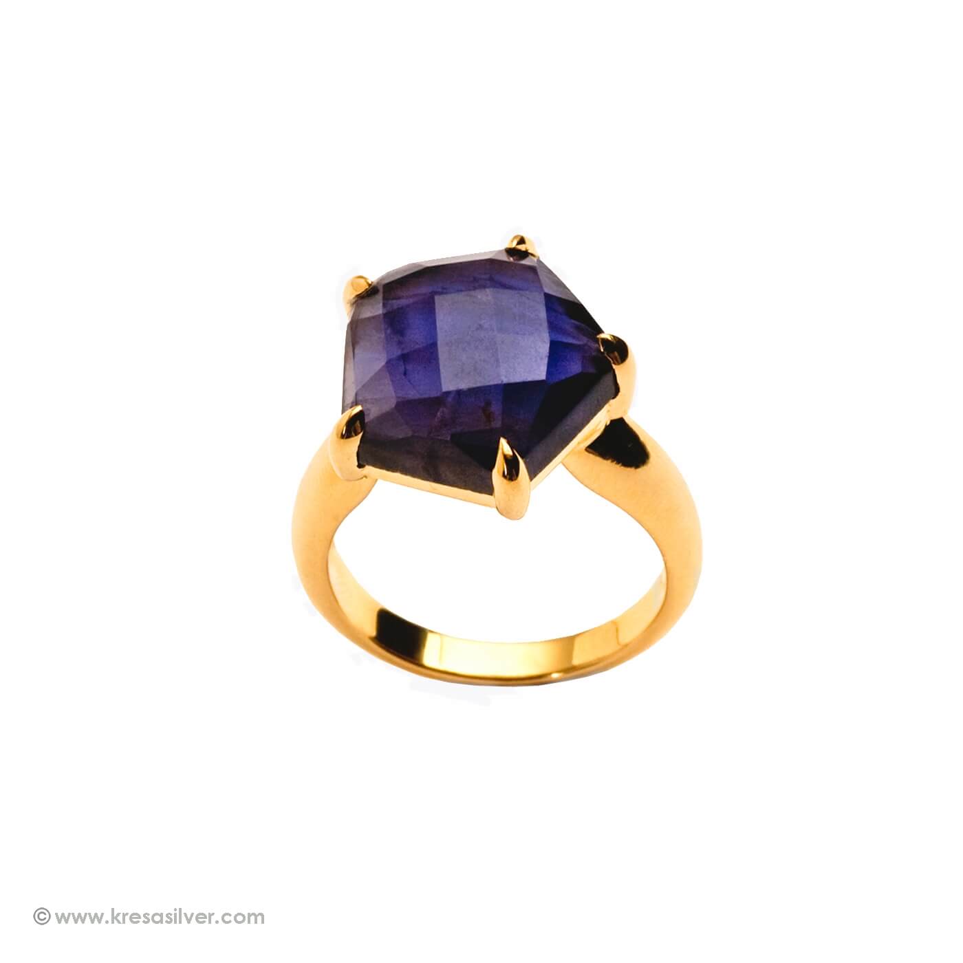 Cluster Cocktail Ring  - Iolite Qtz