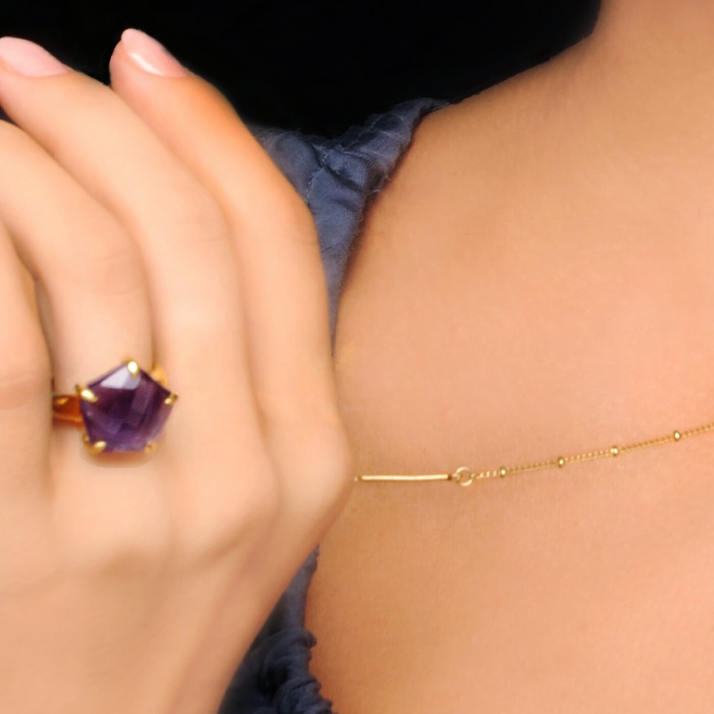 Cluster Cocktail Ring  - Iolite Qtz