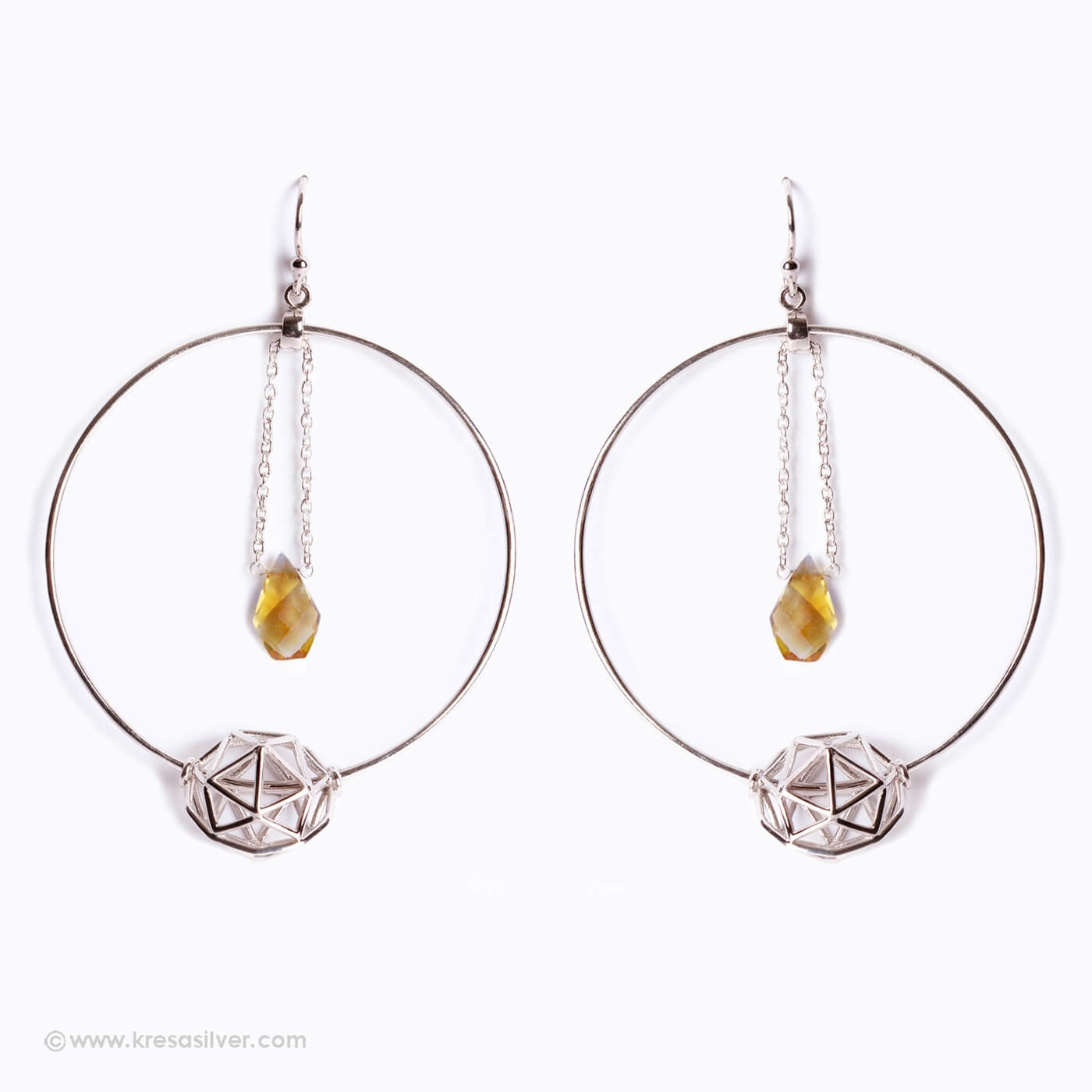 Cluster Hoop Earrings - Citrine