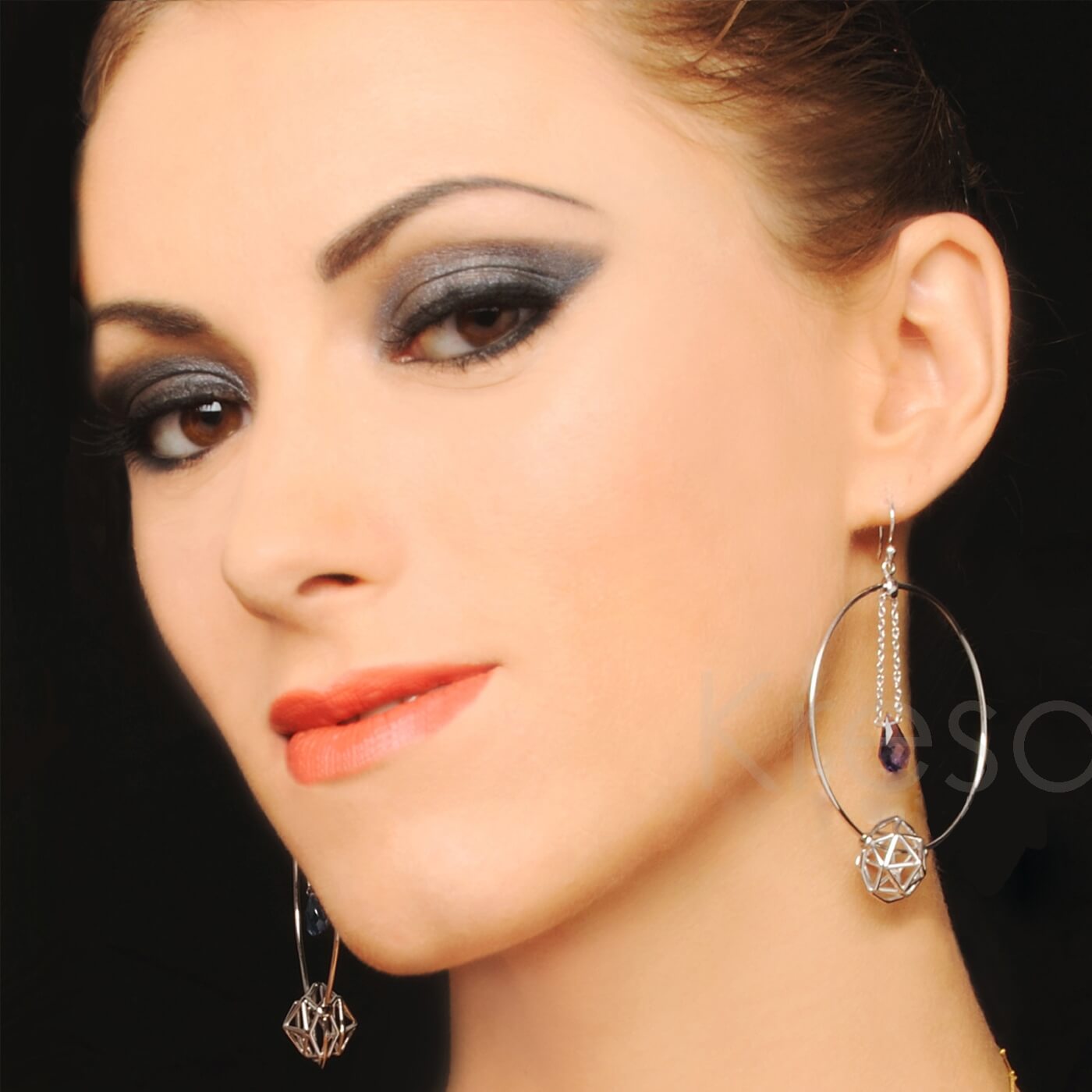 Cluster  Hoop Earrings - Iolite