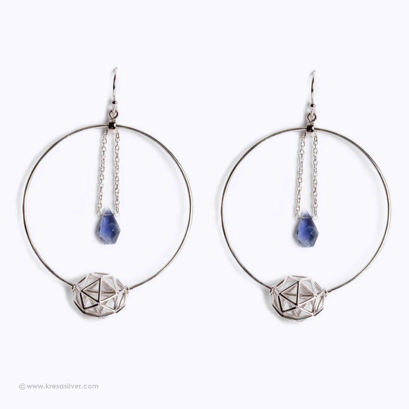 Cluster  Hoop Earrings - Iolite