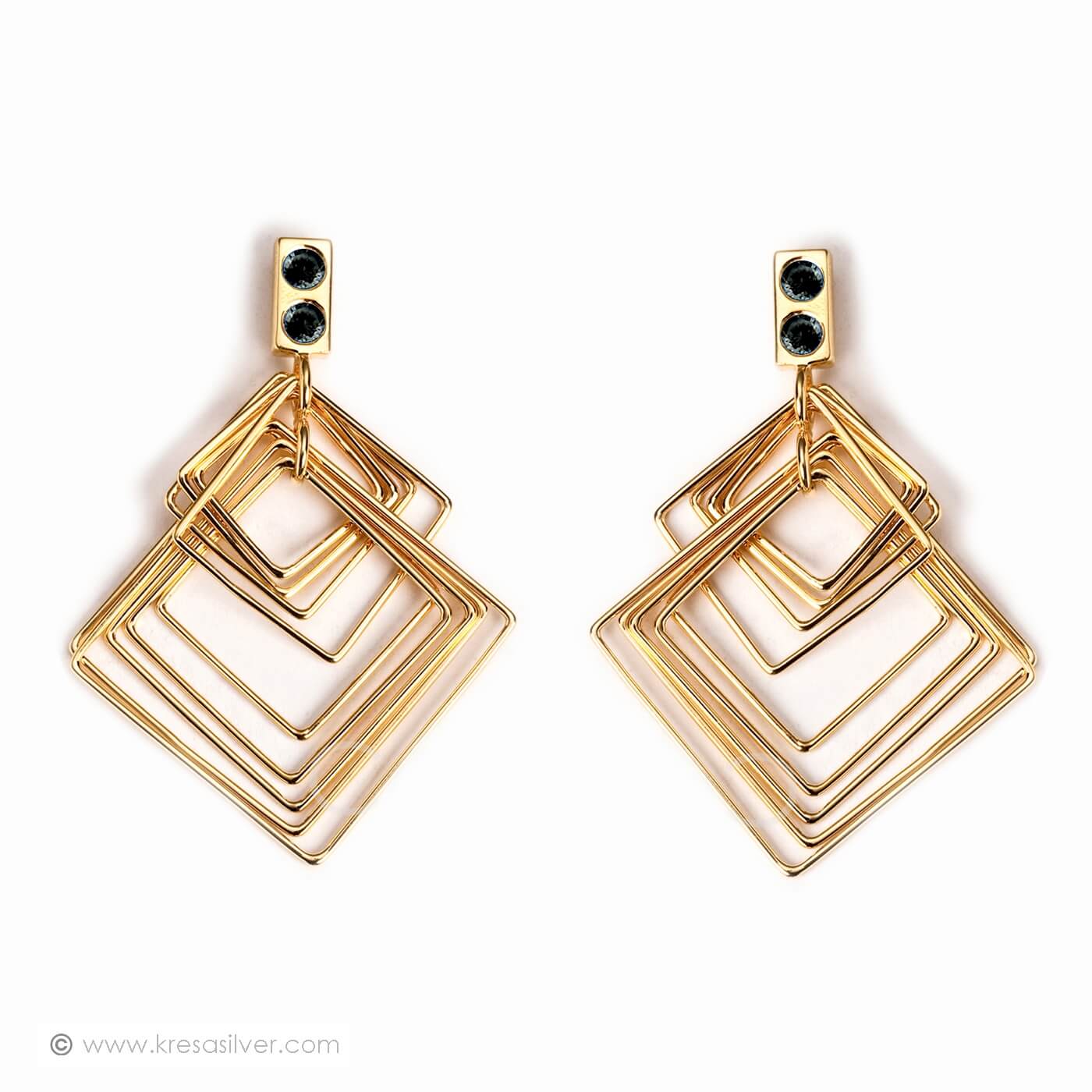 Square Cluster Earrings - Gold