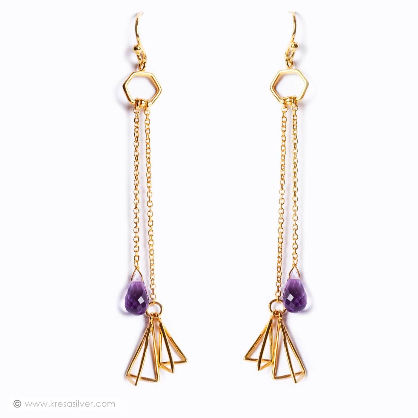 Cluster Cascade Earrings - Amethyst