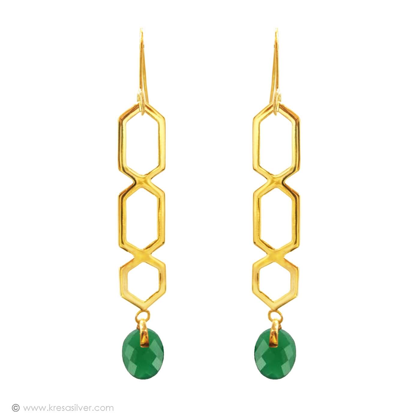 Geo Jaali Cocktail Earrings - Onyx