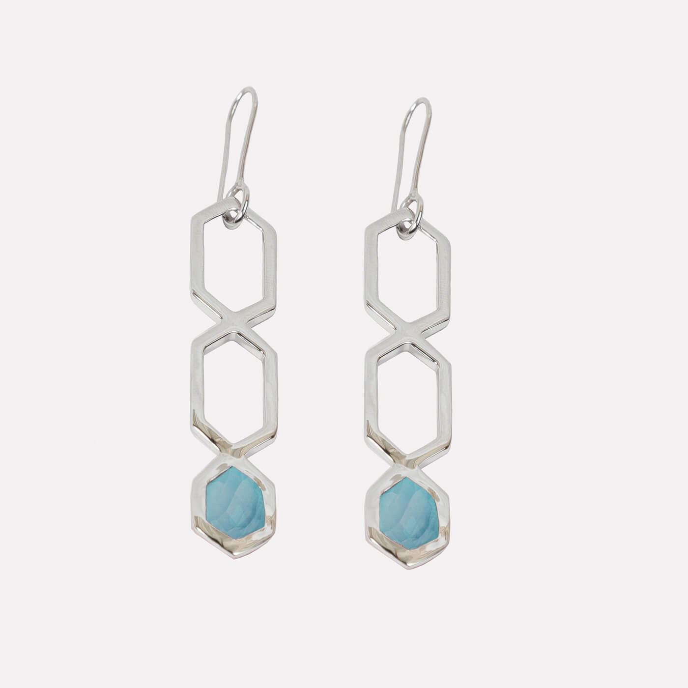 Geo Cut Out Earrings - Sky Calcedony