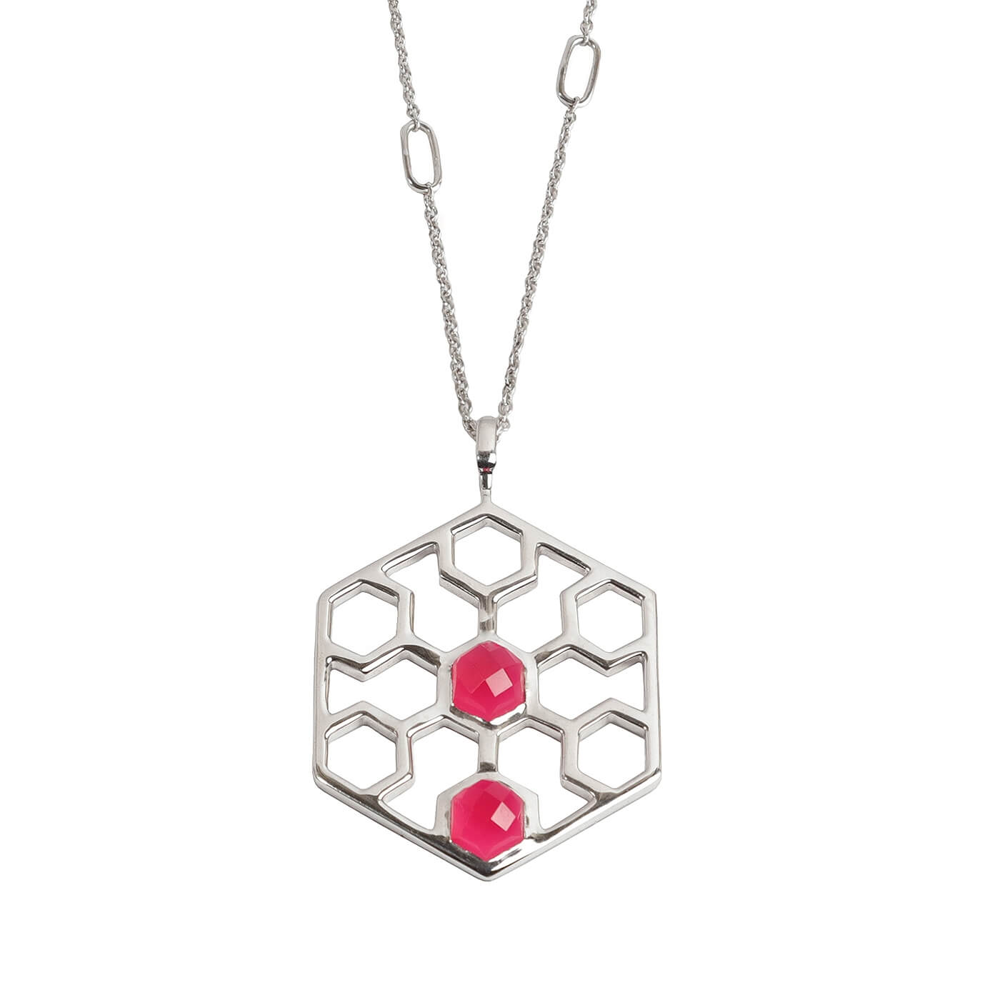 Geo Jaali Hexa Necklace - Silver