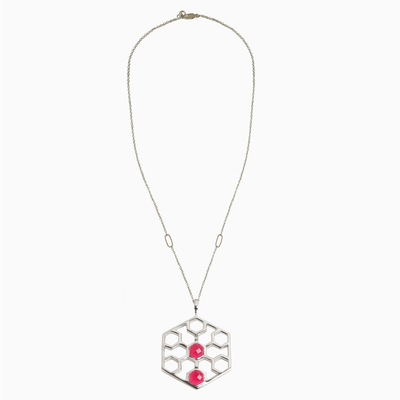 Geo Jaali Hexa Necklace - Silver
