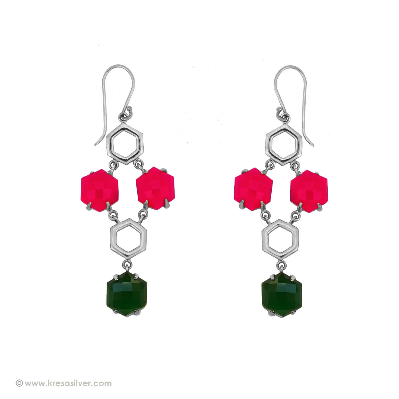 Geo  Chandeliar Earrings - Silver