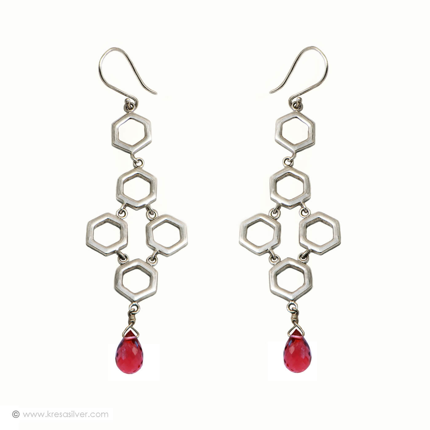 Geo Jaali Cascade Earrings - Garnet