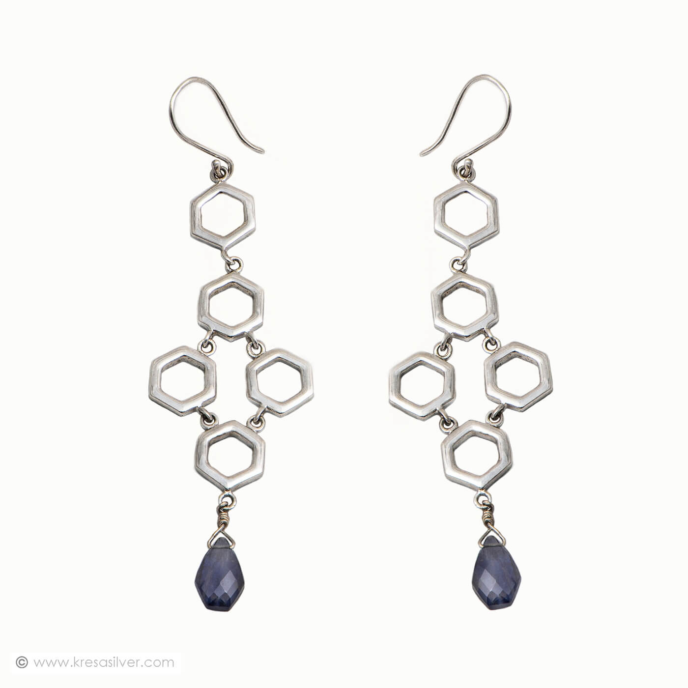 Geo Jaali Cascade Earrings - Iolite