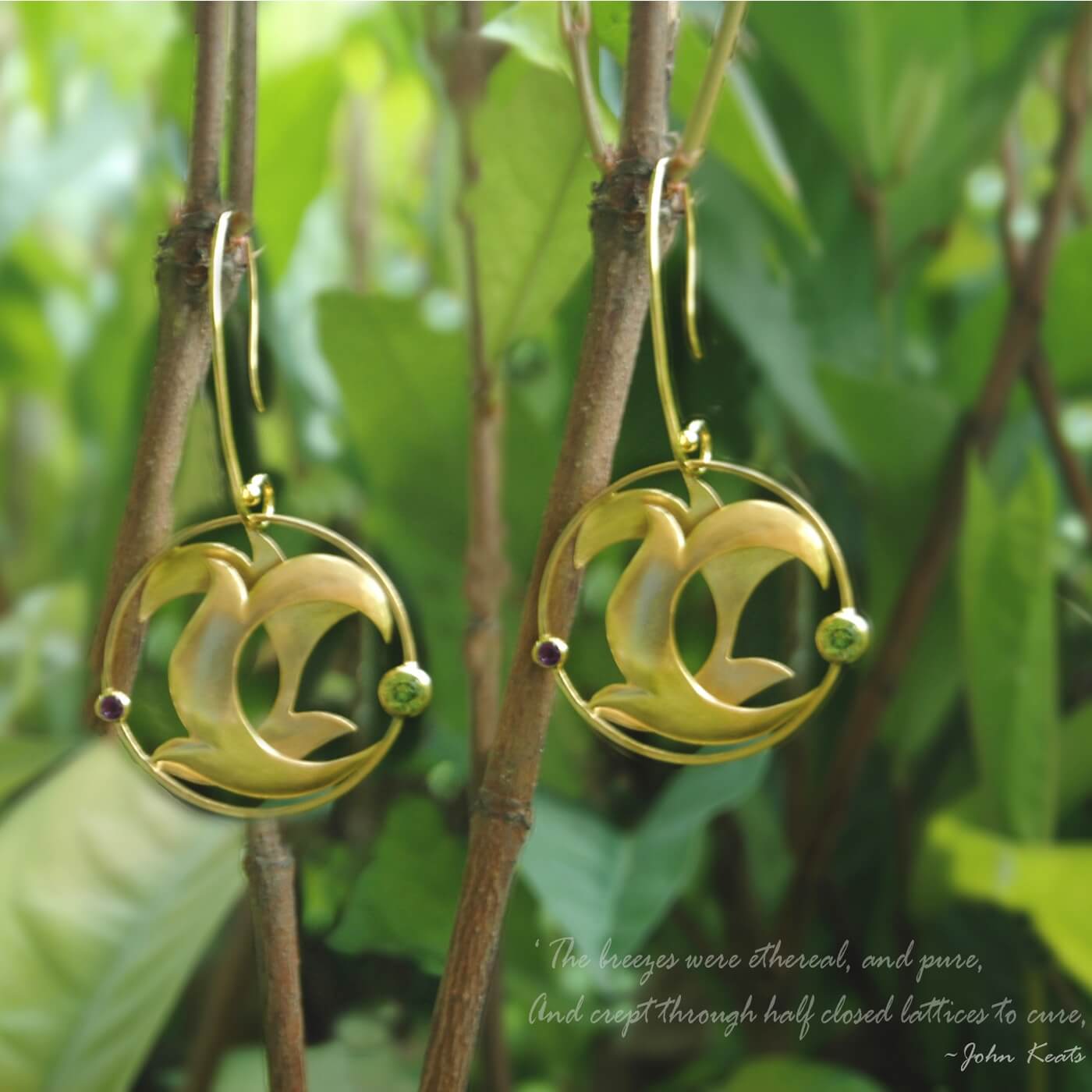 Gold Leaf Disc Earings