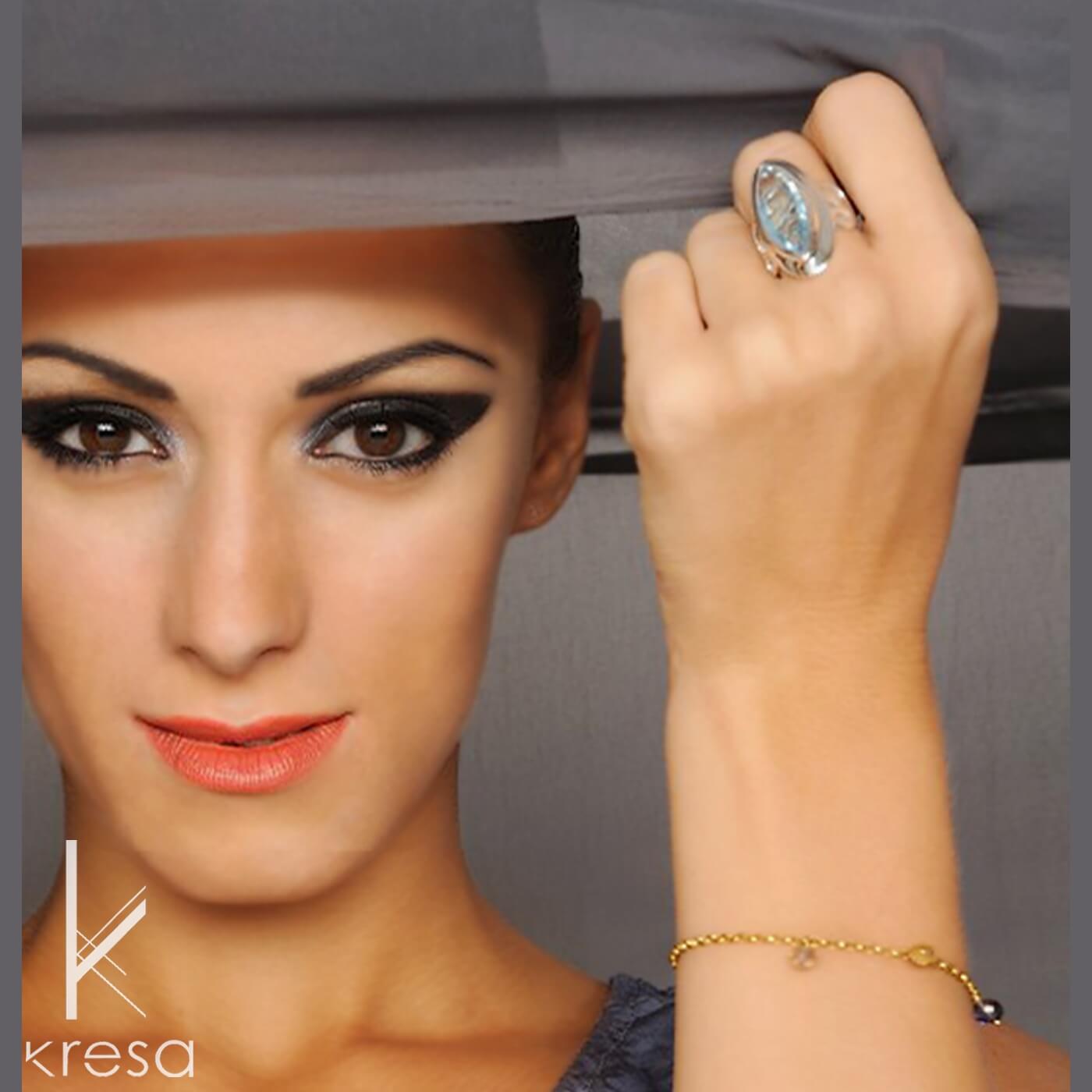 Dew Drop Marquise Ring - Blue