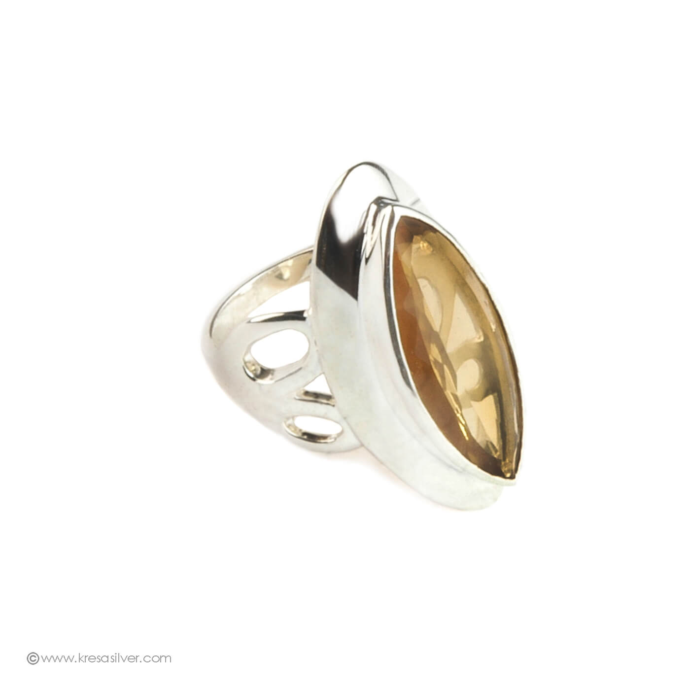 Dew Drop Marquise Ring - Beer Qtz