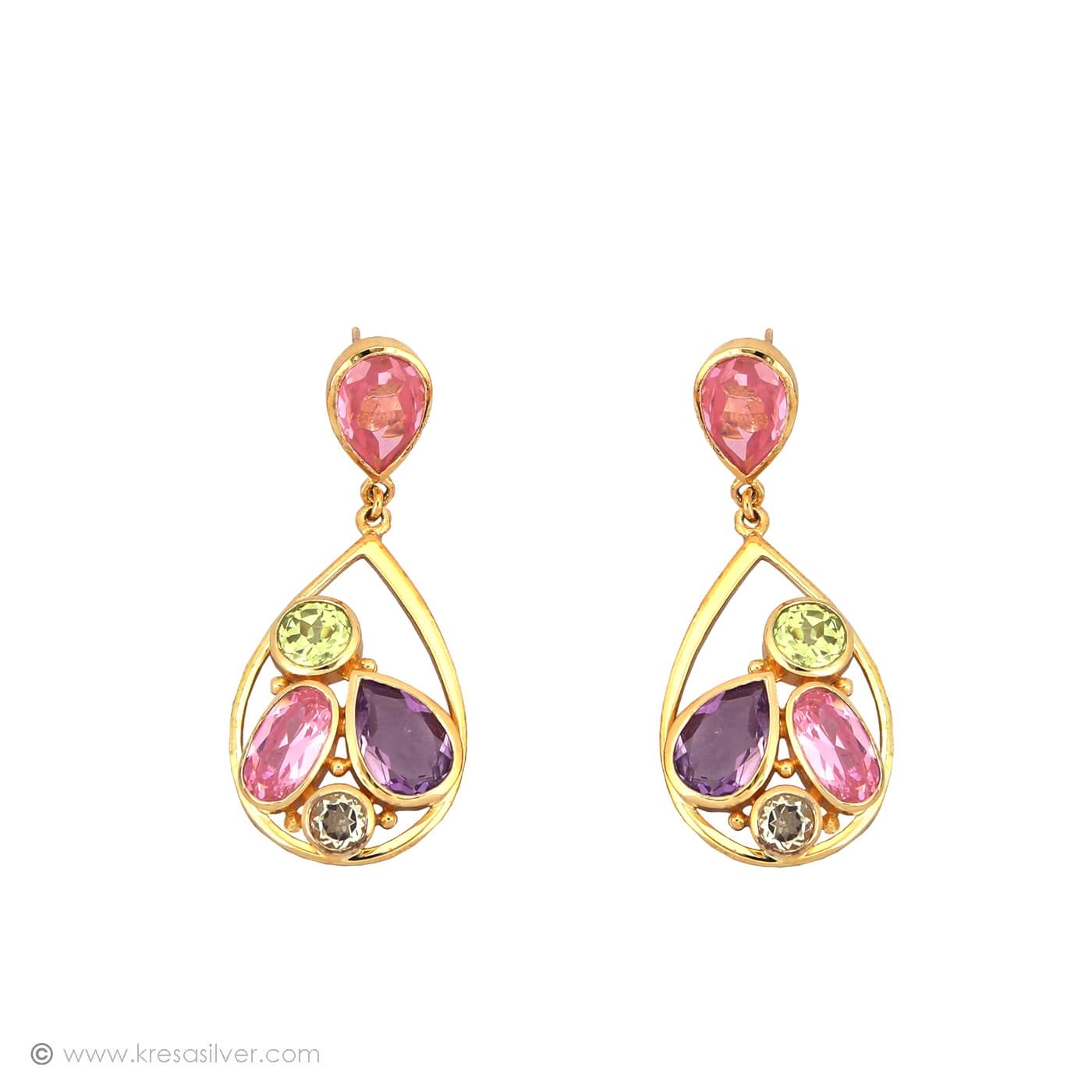 Dew Drop Cocktail Earrings - Pink