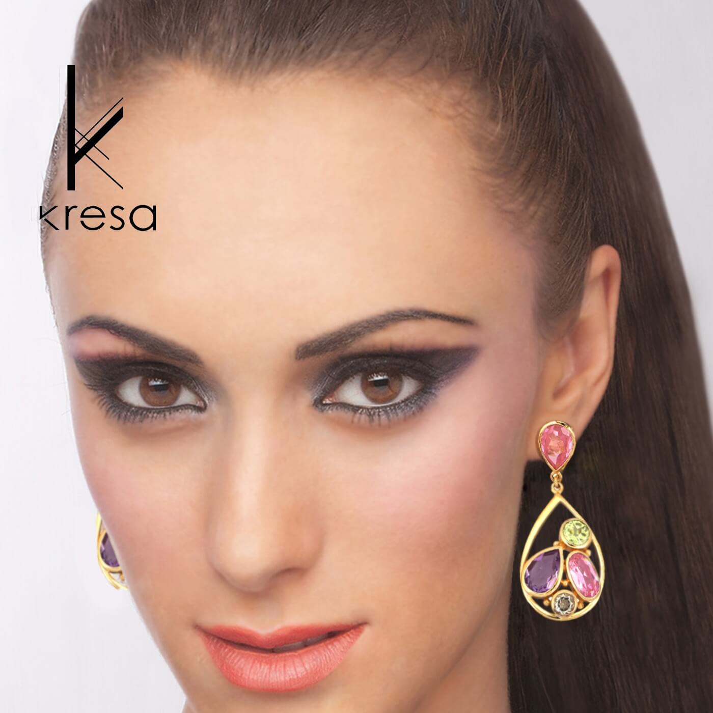 Dew Drop Cocktail Earrings - Pink