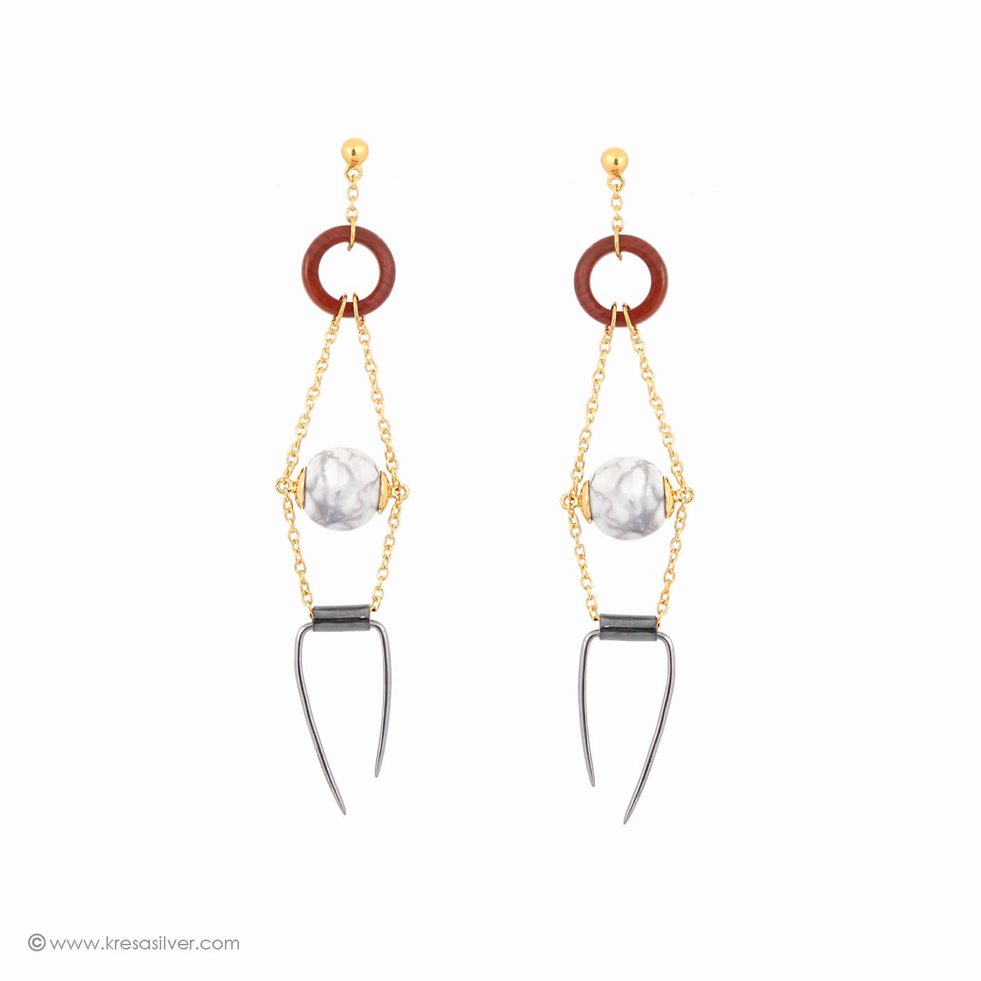 Encircle Dangle Earrings - Howlite