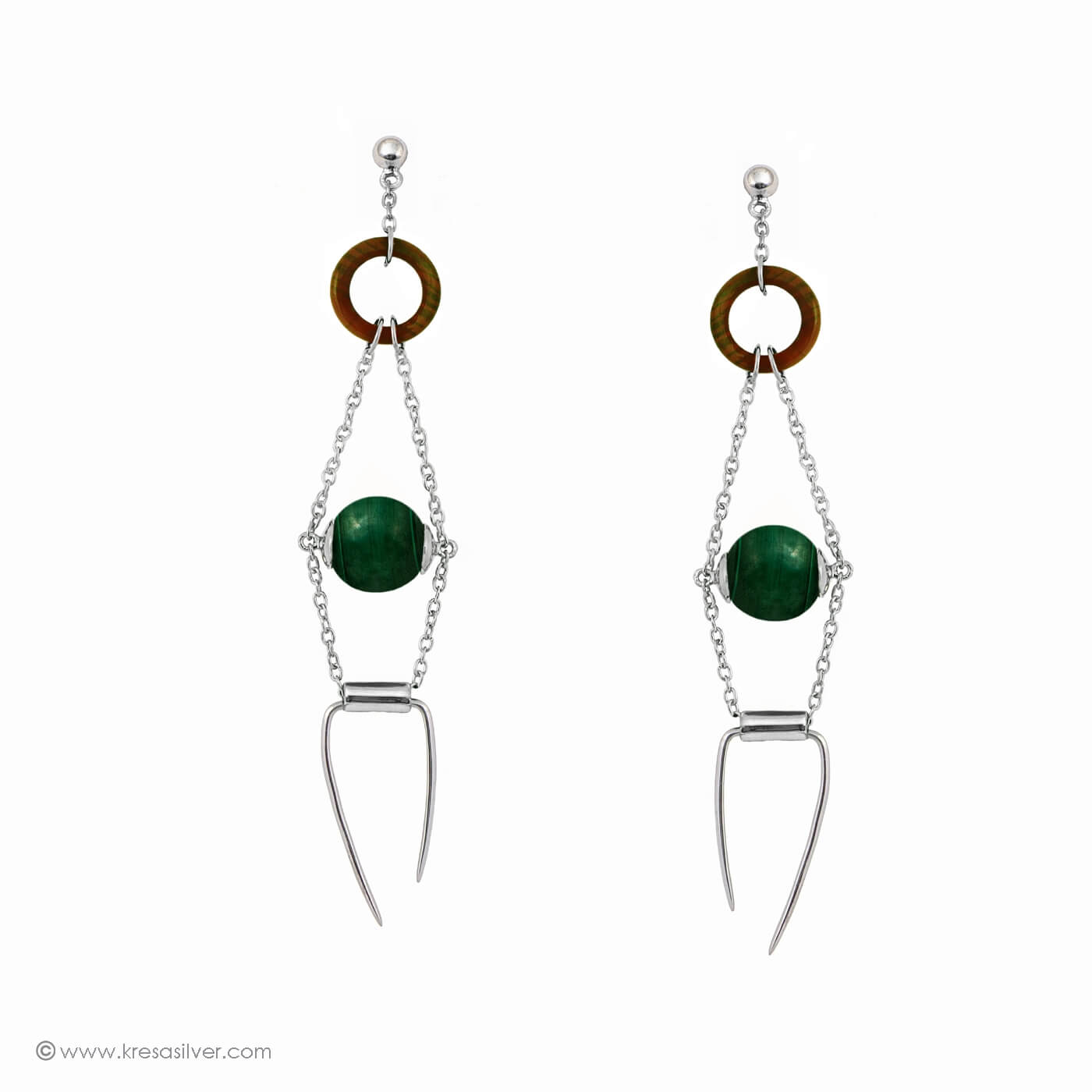 Encircle Dangle Earrings - Malachite