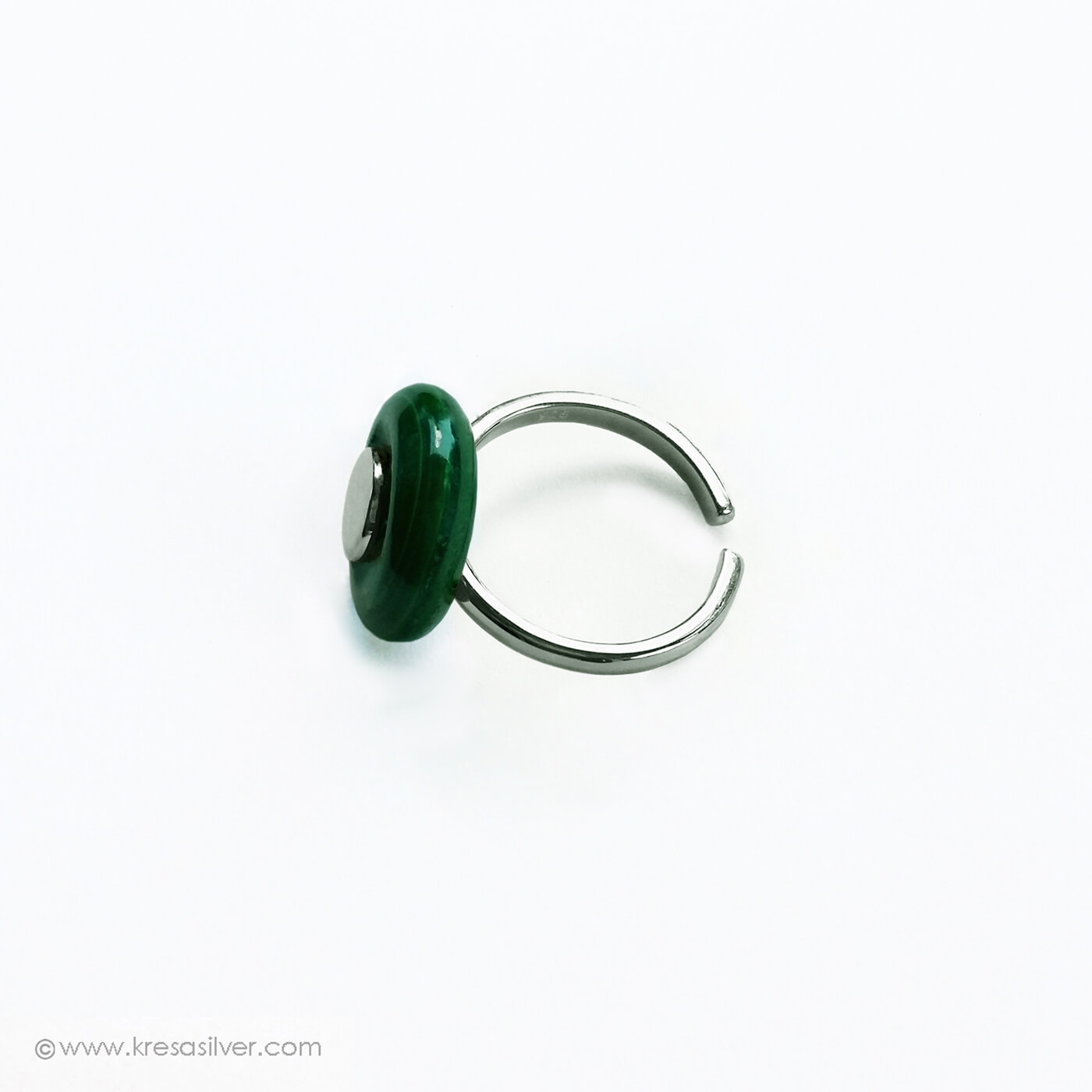 Encircle Silver Aura Ring - Malachite