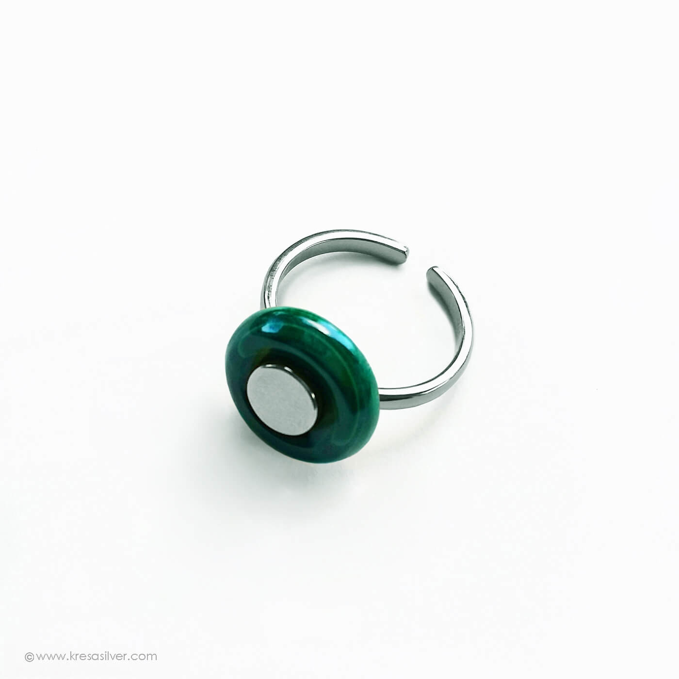 Encircle Silver Aura Ring - Malachite