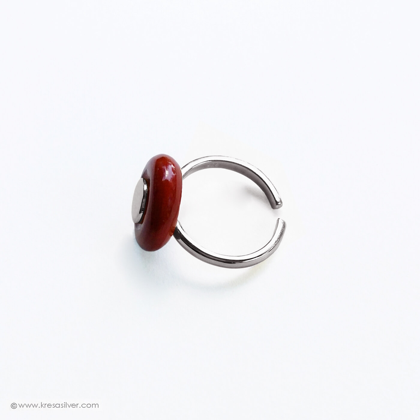 Encircle Silver Aura Ring - Red Jasper