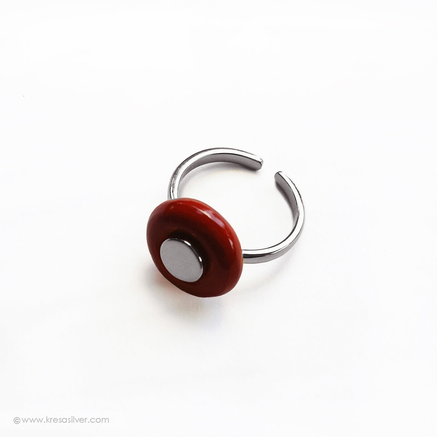 Encircle Silver Aura Ring - Red Jasper