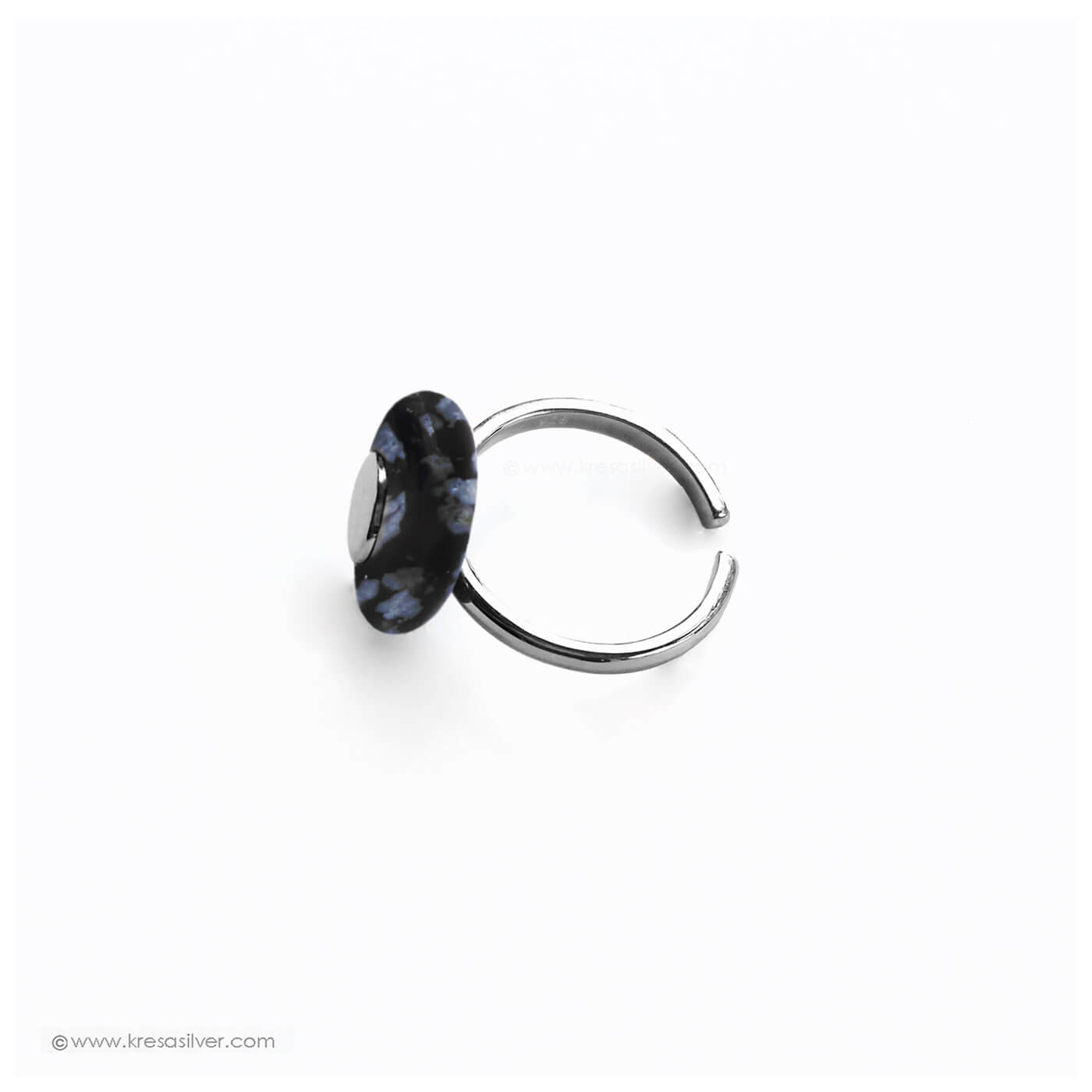 Encircle Silver Obsidian Ring 