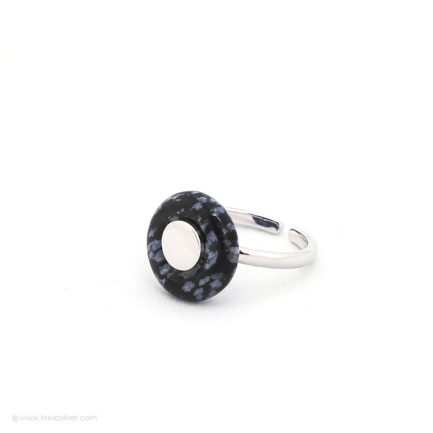 Encircle Silver Obsidian Ring 