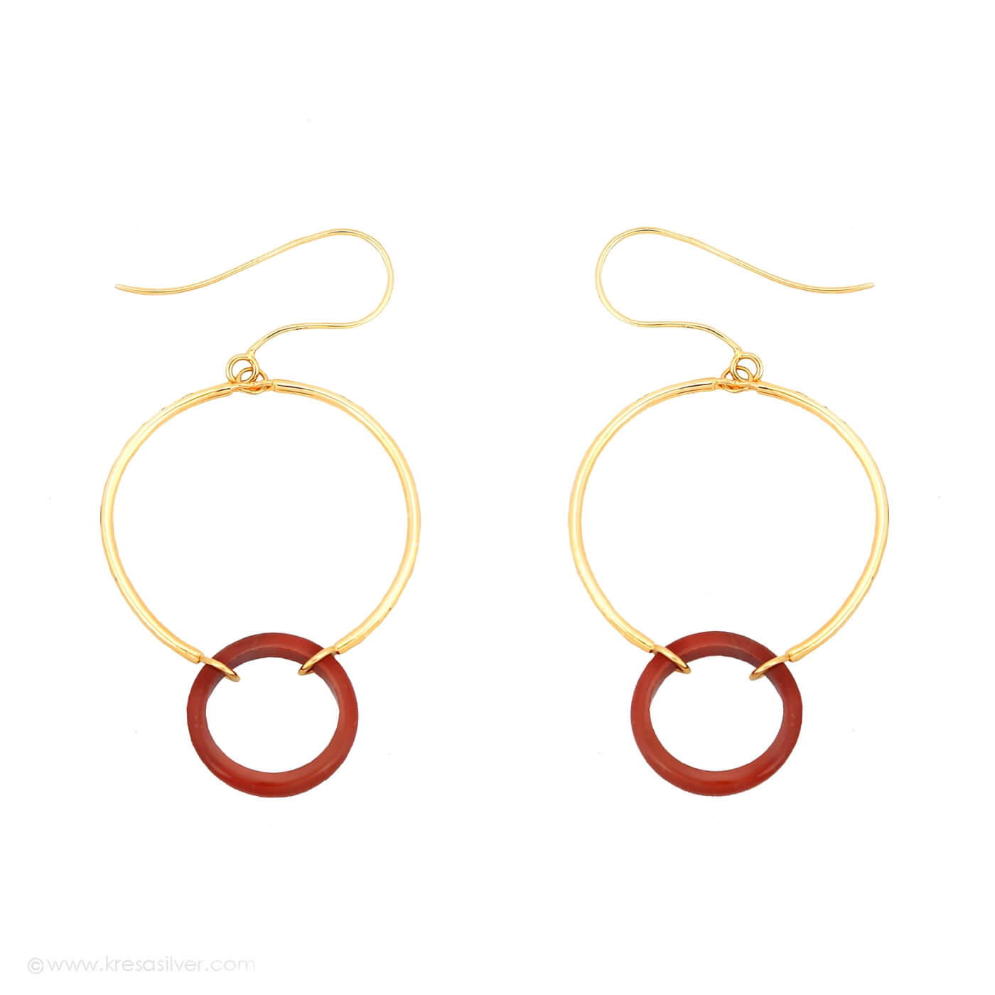Encircle Red Jasper Hoops 