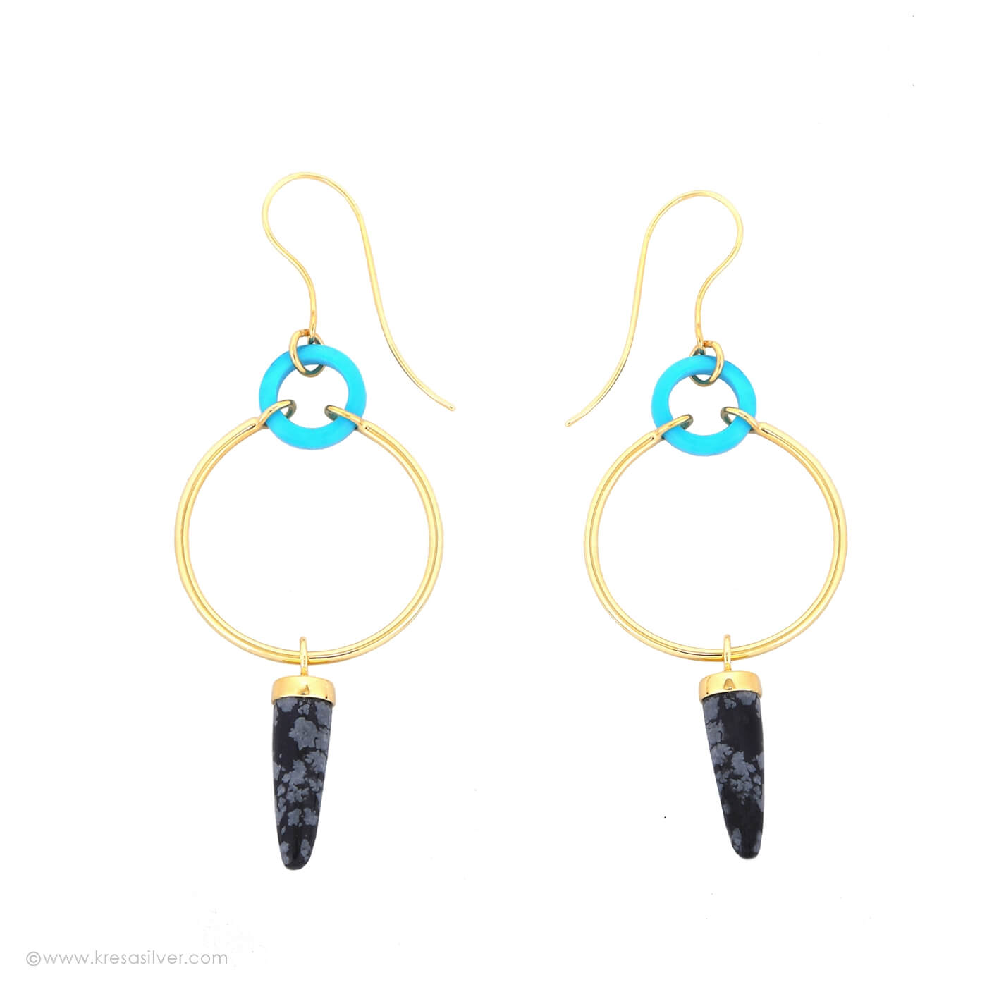 Encircle Obsidian Drop Hoops